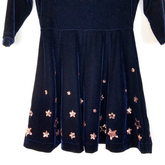Mini Boden Girls 6-7 Years Navy Velvet Gold Stars Dress - Picture 4 of 16